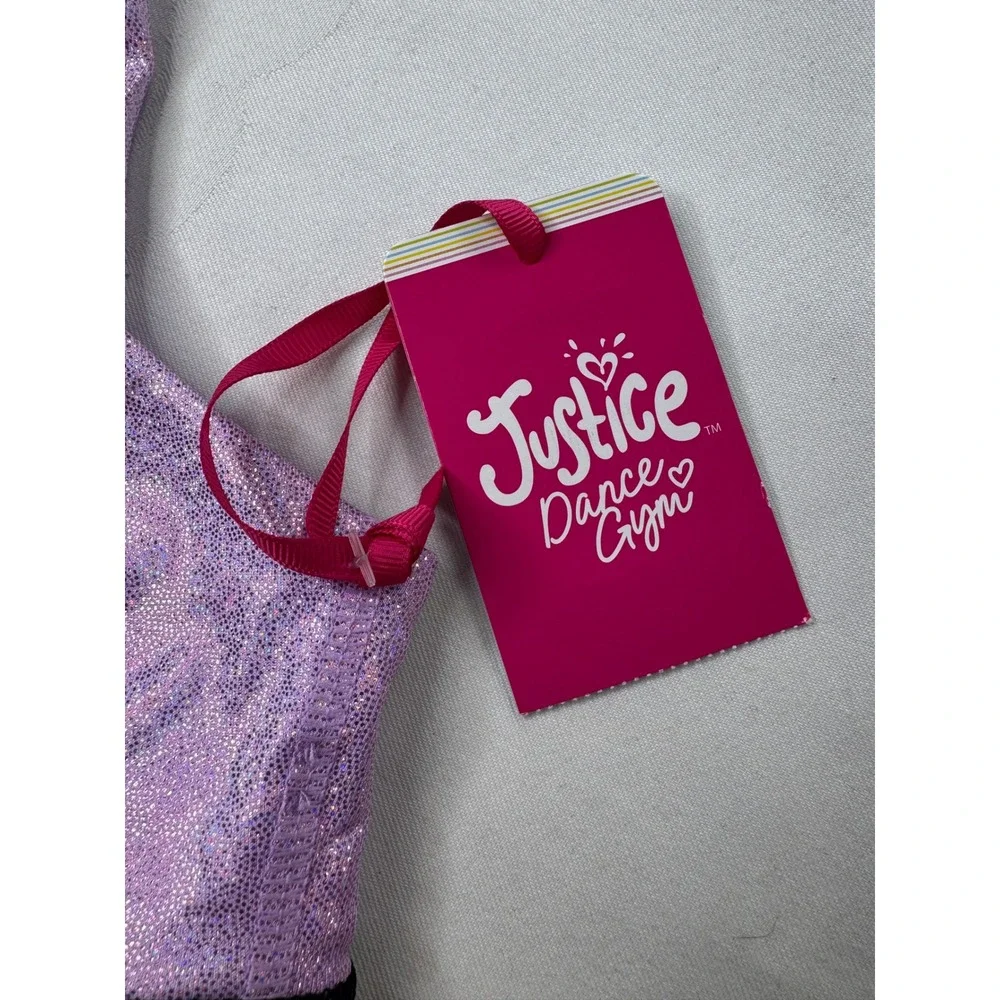 Justice Girls Iridescent Colorblock Sports Bra Purple Silver Dance Gym Size M 10